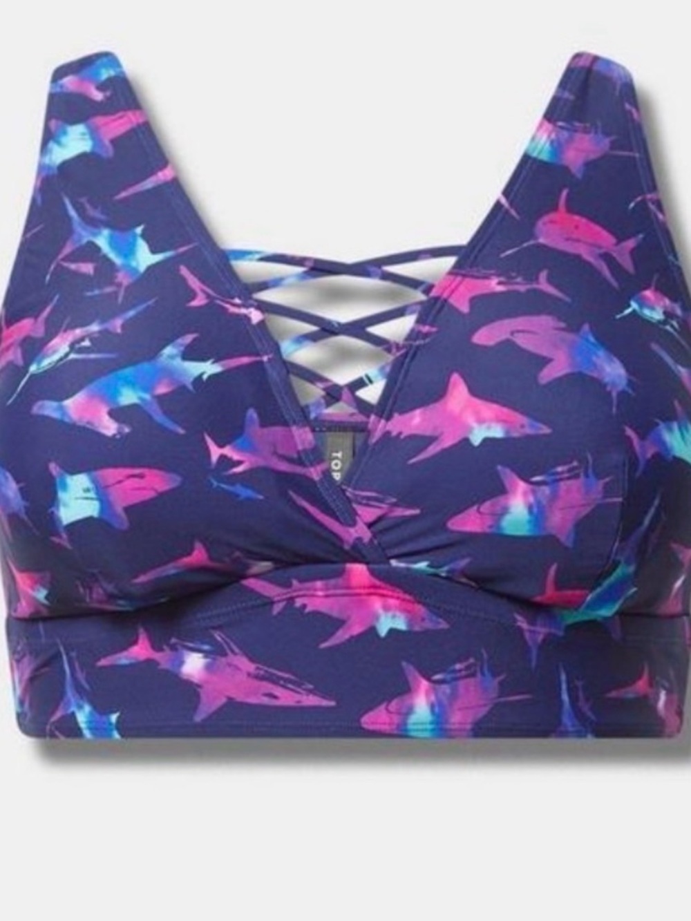 Torrid size 3 Navy Shark Print Swim Bikini top